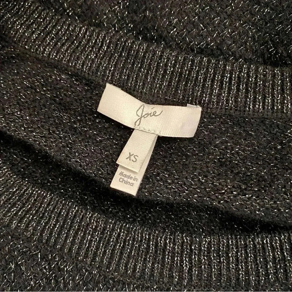 Joie Jolena Wool Cashmere Poncho Sweater XS Black Silver Metallic Shimmer Knit - Picture 16 of 16